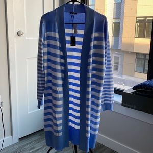 Long White and blue cardigan